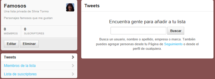 Crear listas en twitter